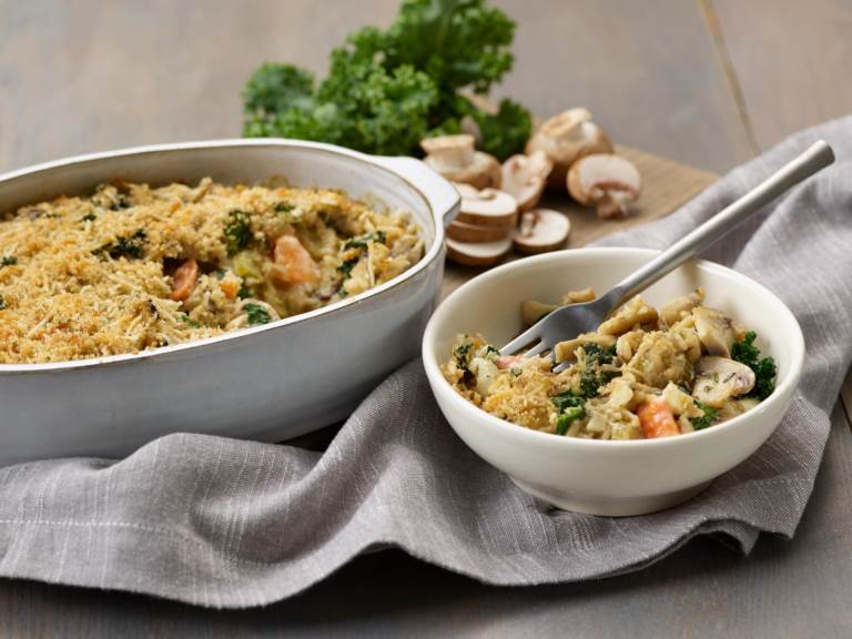 chicken mushroom and kale casserole