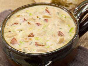 Creamy Clam White Bean chowder in a bowl