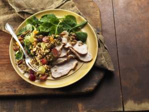 Harvest Grain Salad with Turkey on a plate