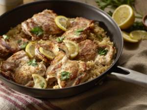 lemon chicken and rice skillet